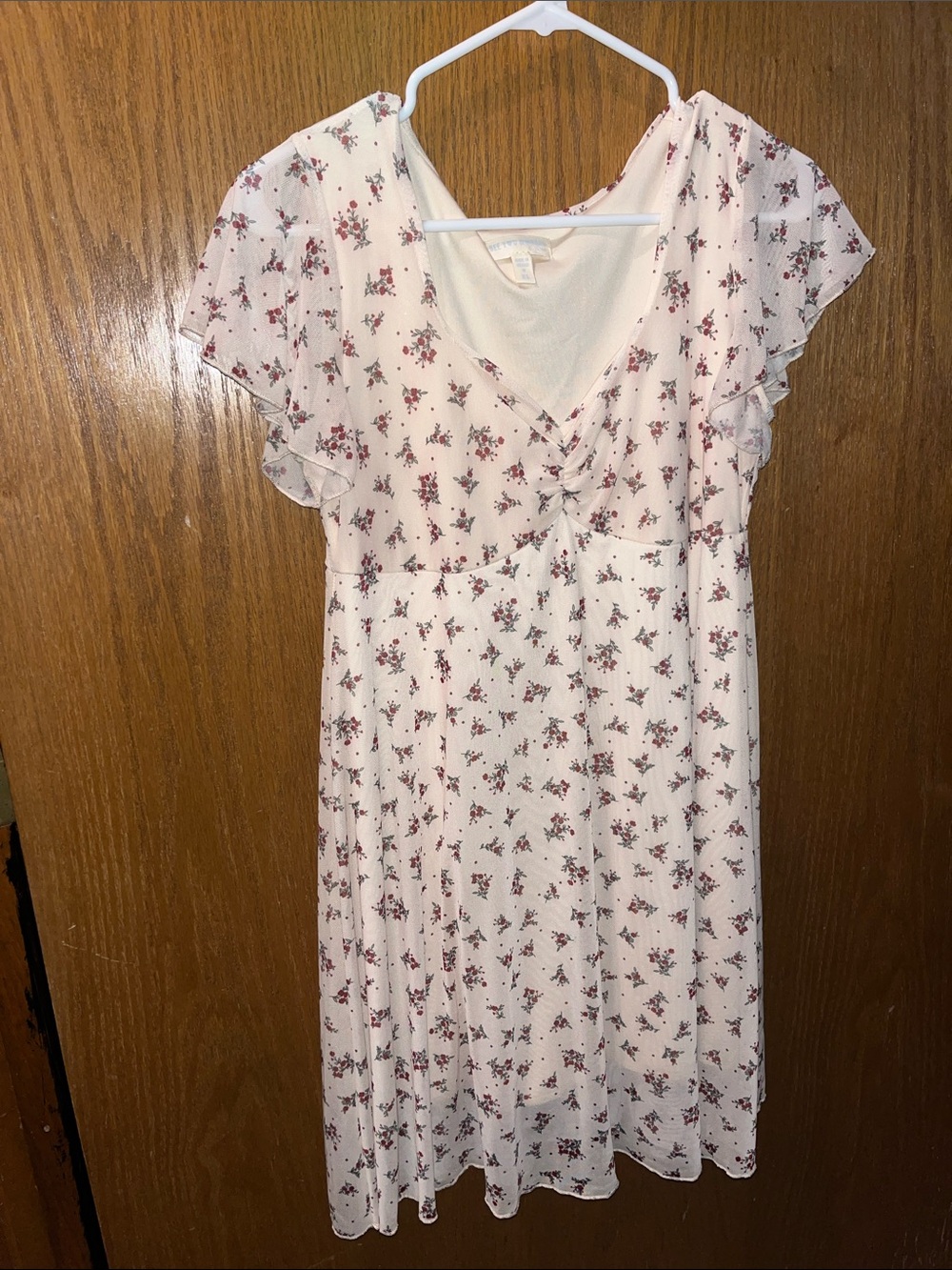 See You Monday Cream Midi Dress with Red Floral Print